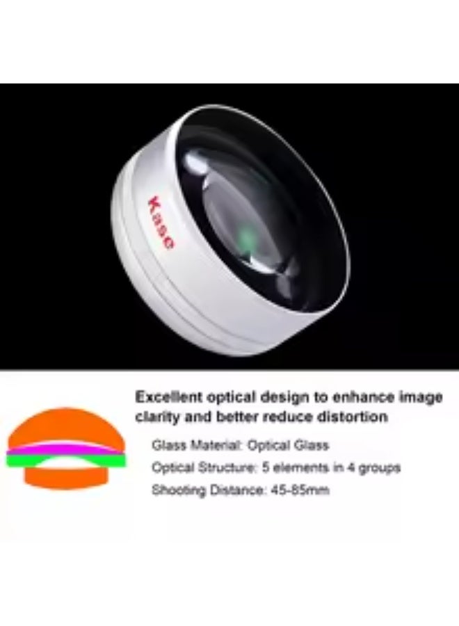 كيس عدسة Kase HD Master Macro Phone Lens Plus لهواتف iPhone 16 و15 و14 و13 Pro Max وسامسونج وأندرويد، مسافة تركيز طويلة 45-85 مم / هيكل معدني - Image 4